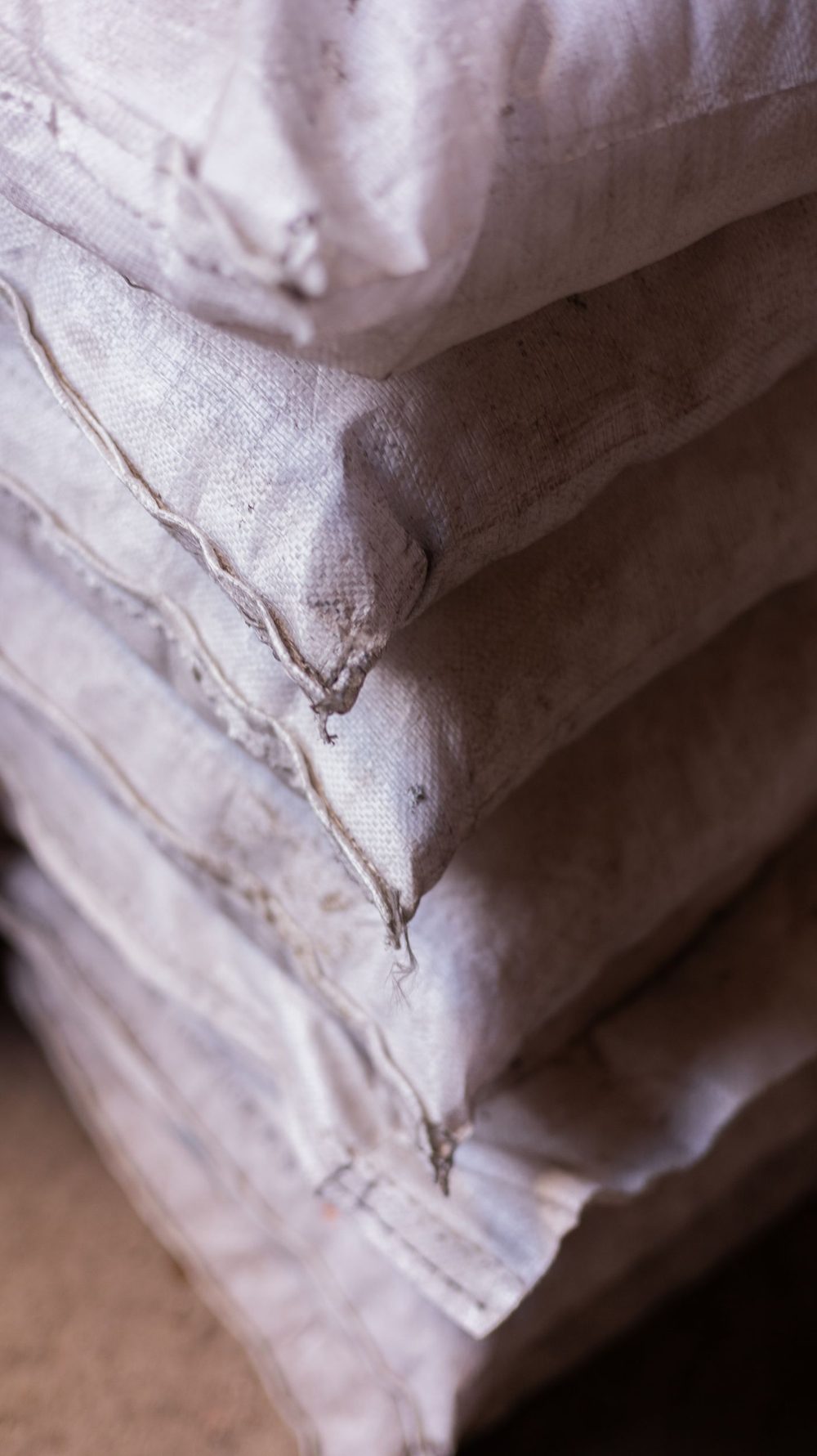 Sacks stacked in an export warehouse ready for loading